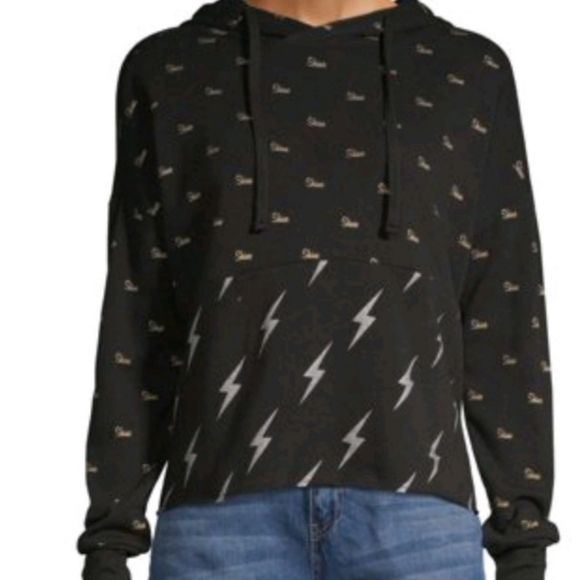 Shine Twin Print Hoodie Large (11-13) Black Soot - Picture 1 of 6